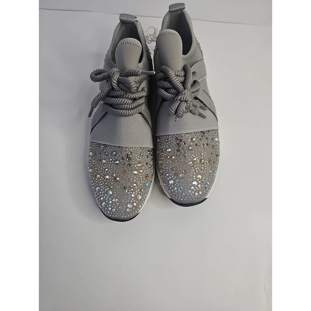 Carvela Women's Lament Bling Embellished Sneakers  Gray Size 38.5 - Picture 4 of 10